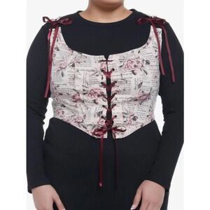 Thorn & Fable Rosy Romantic Literature Corset Crop Tank Top Women’s Large